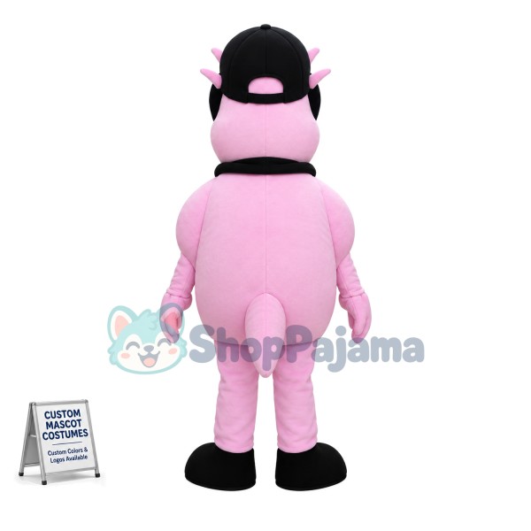 Vivid Cartoon Pink Dragon Mascot Costume