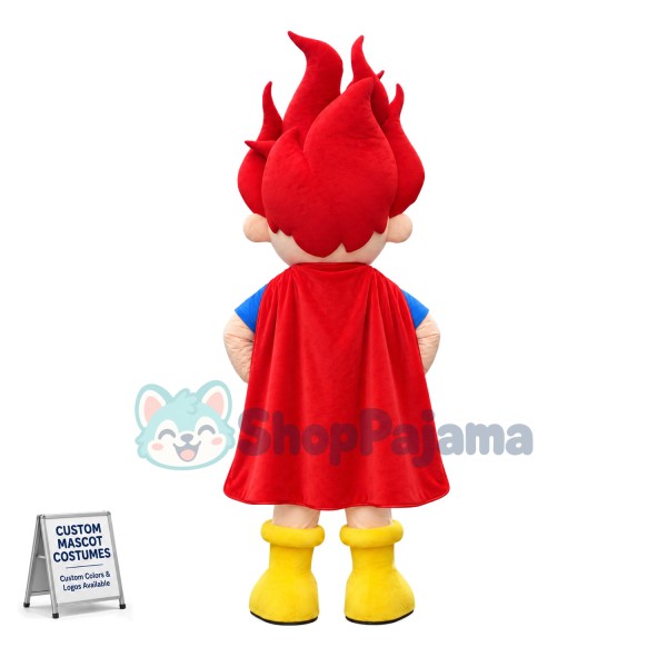 Super Fire Boy Cartoon Mascot Costume