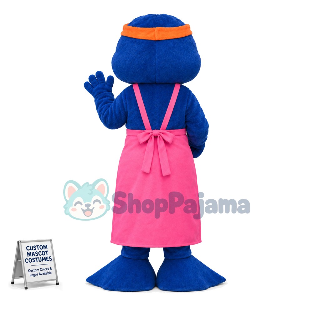 Fur Seal Wearing Long Apron Mascot Costume