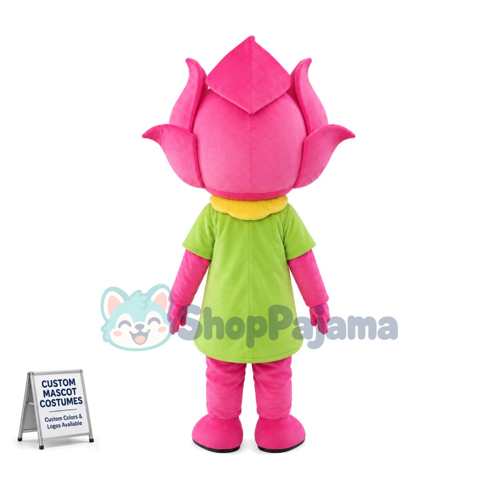 Blooming Pink Rose Flower Mascot Costume