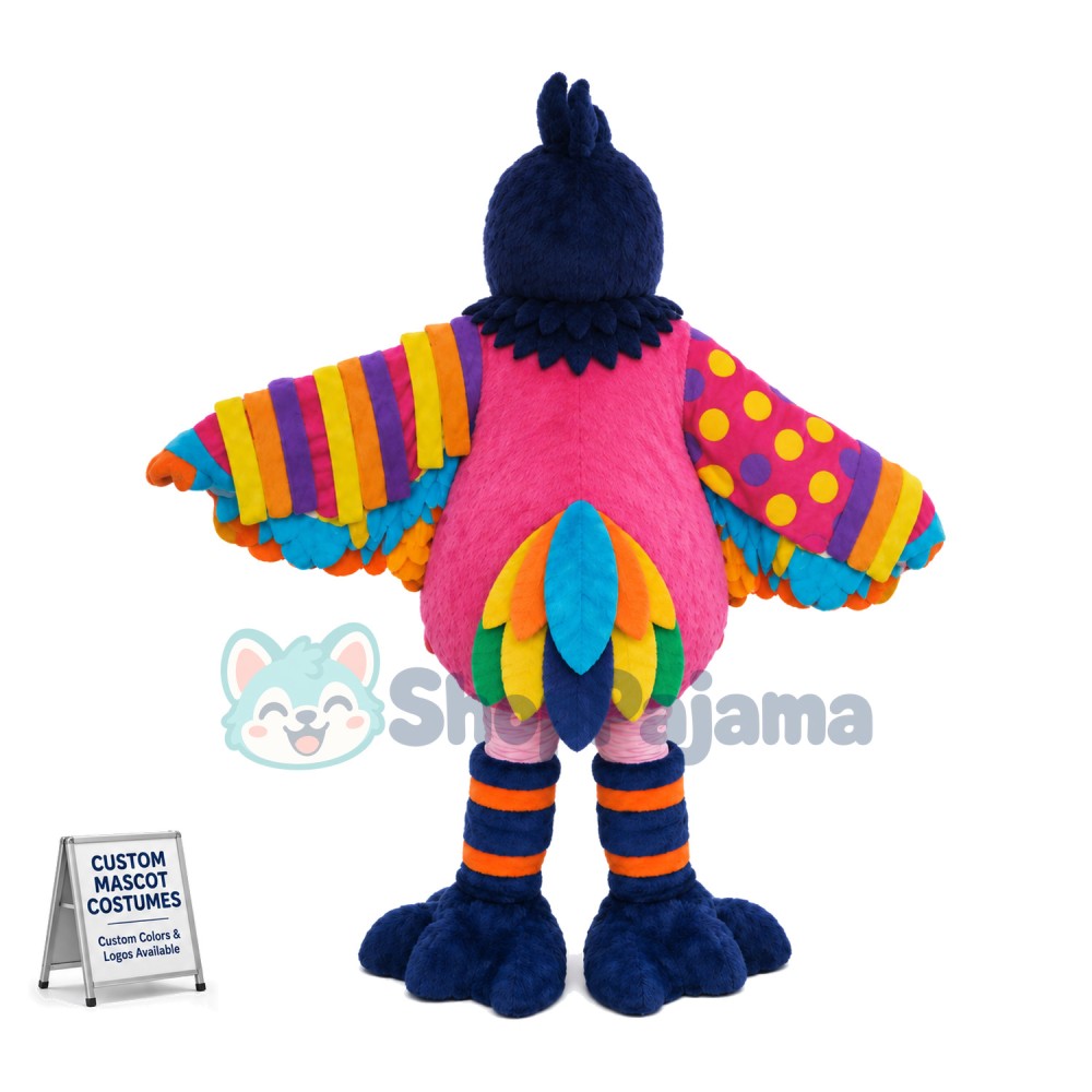 The Parrot With Rainbow Color Mascot Costume