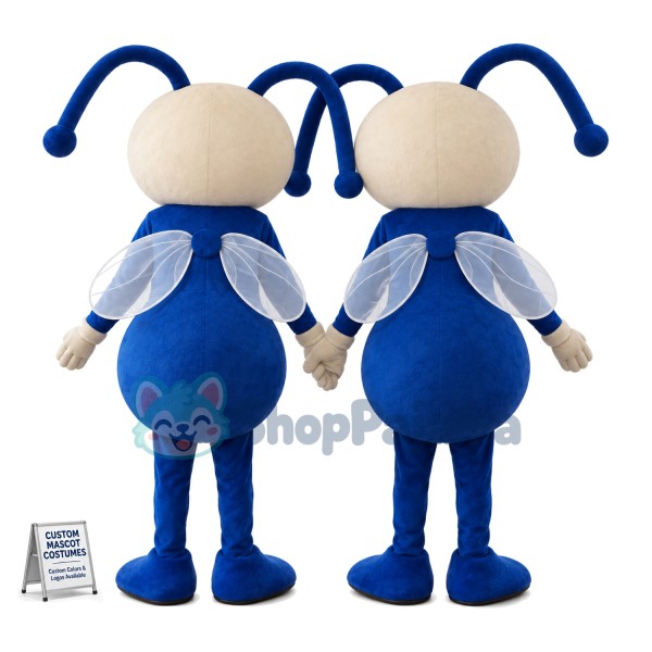 Cartoon Blue Ant With Long Tentacles Mascot Costume