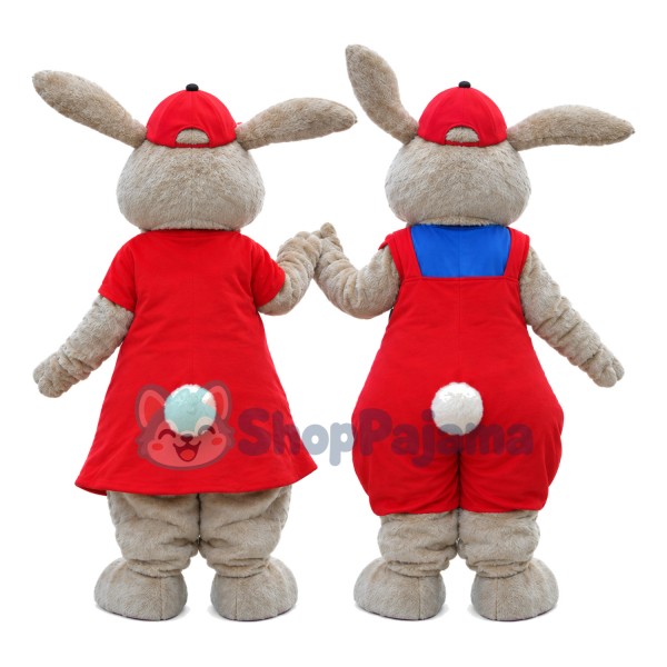 Lively Easter Bunny In The Couple Suit Mascot Costume