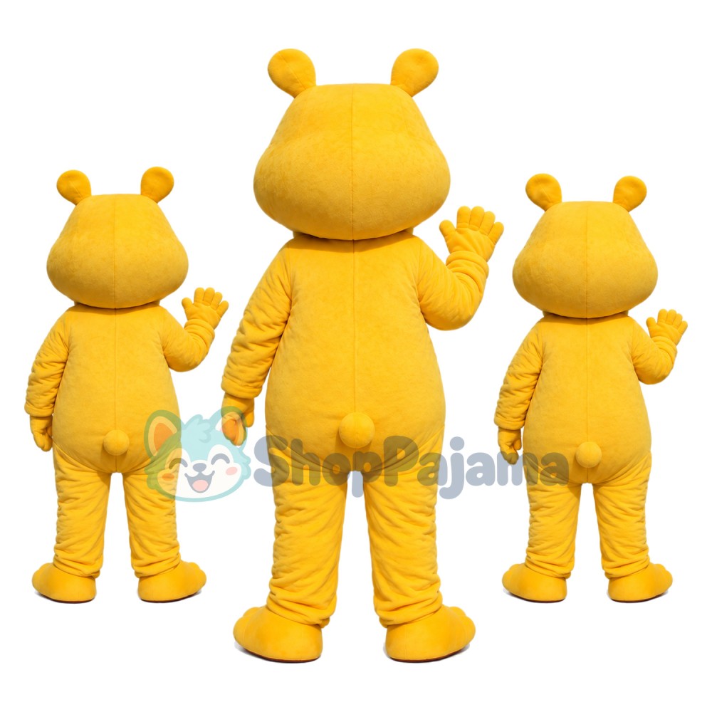 Bright Yellow Hippo Adult Mascot Costume