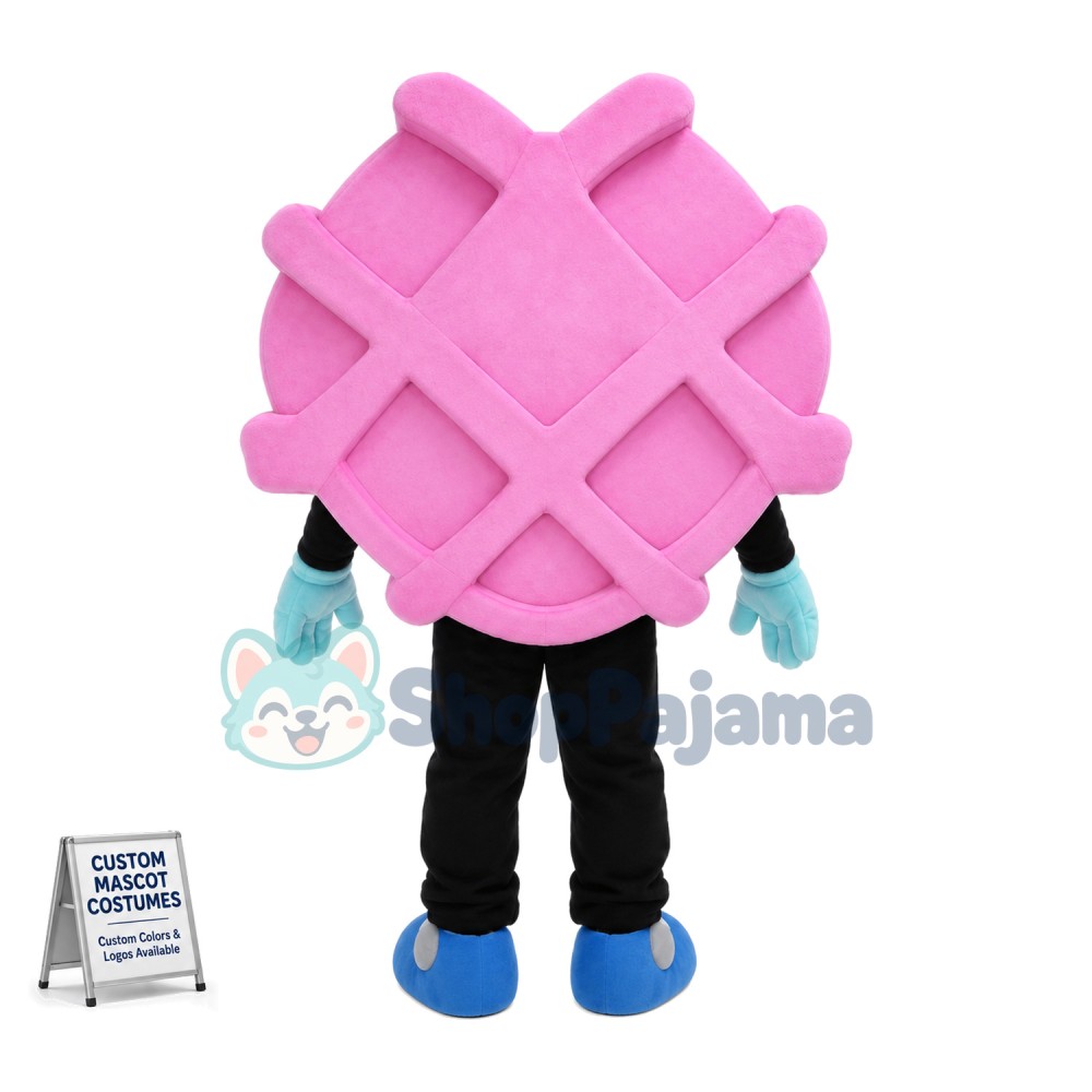 Strawberry Waffle Cartoon Mascot Costume