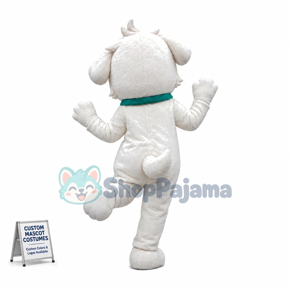 Thumping Amiable White Puppy Mascot Costume