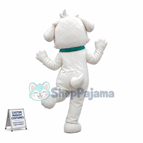 Thumping Amiable White Puppy Mascot Costume