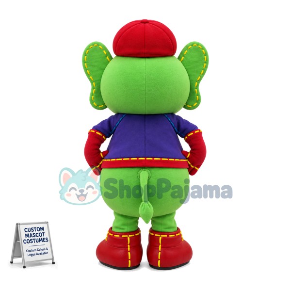 Stitched Green Baby Elephant Mascot Costume