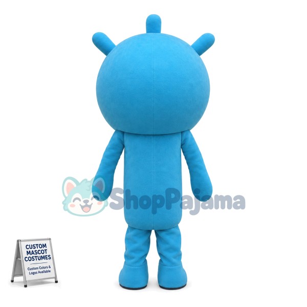 Blue Doll With Unhappy Expression Mascot Costume