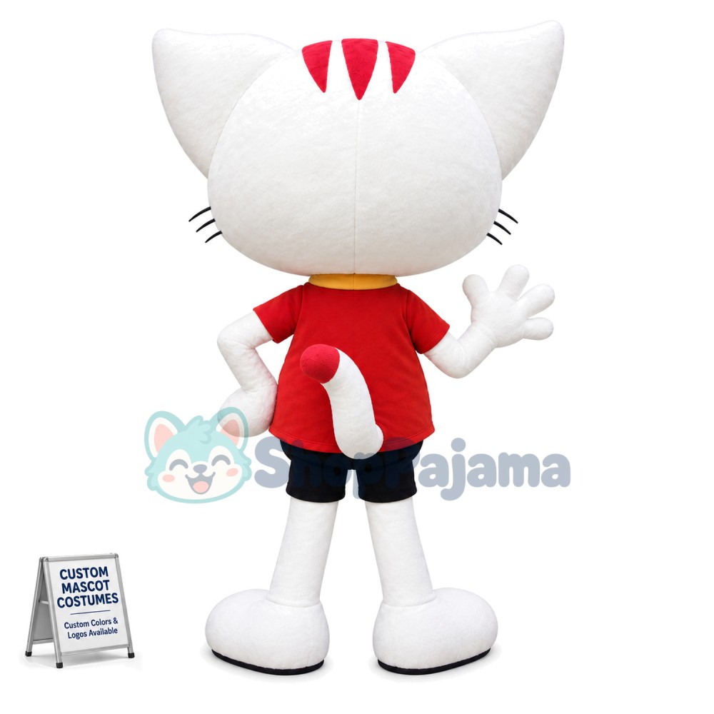 Agile Number Three Racer White Cat Mascot Costume
