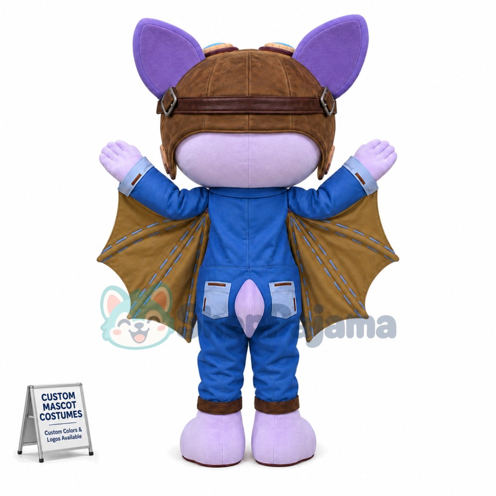 Aviator Fox With Bat Wings Mascot Costume