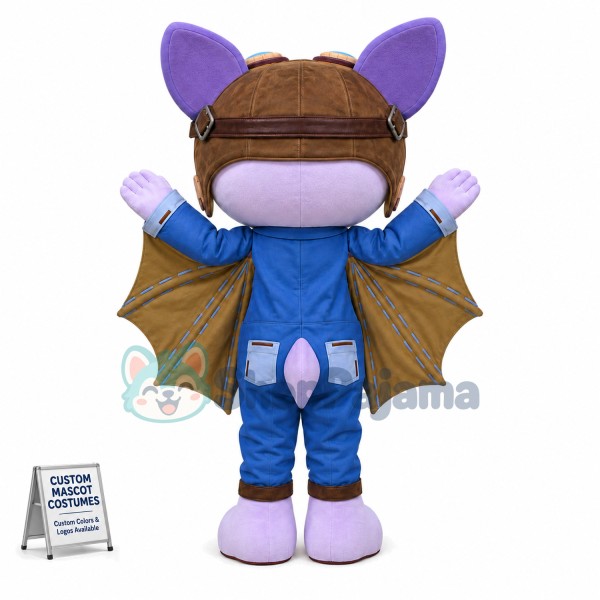 Aviator Fox With Bat Wings Mascot Costume
