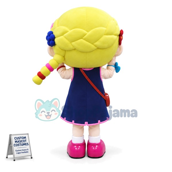 Beautiful Blue-eyed Girl In Dress Mascot Costume