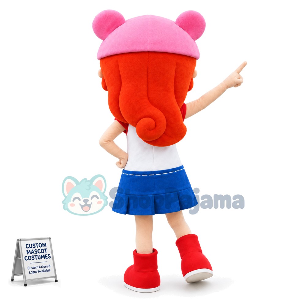 Attractive Girl In Denim Skirt Mascot Costume