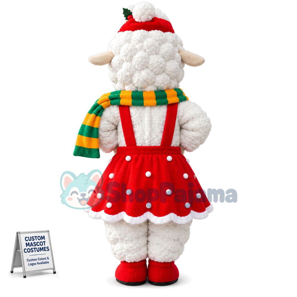 Christmas Sheep Mascot Costume for Outdoor Party