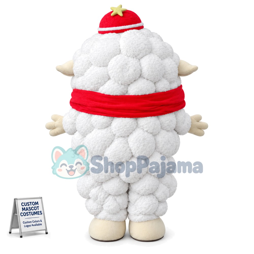 Curly Sheep Wearing Sunglasses Mascot Costume