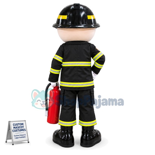 Professional Fireman Holding Fire Extinguisher Mascot Costume