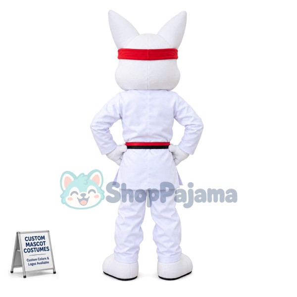 Taekwondo Black Belt Powerful Dog Mascot Costume