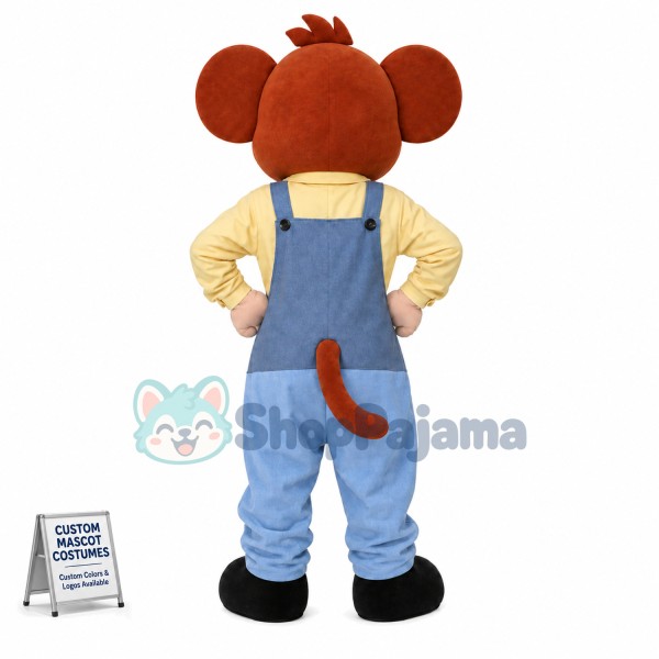 Worker Mouse In Work Clothes Mascot Costume