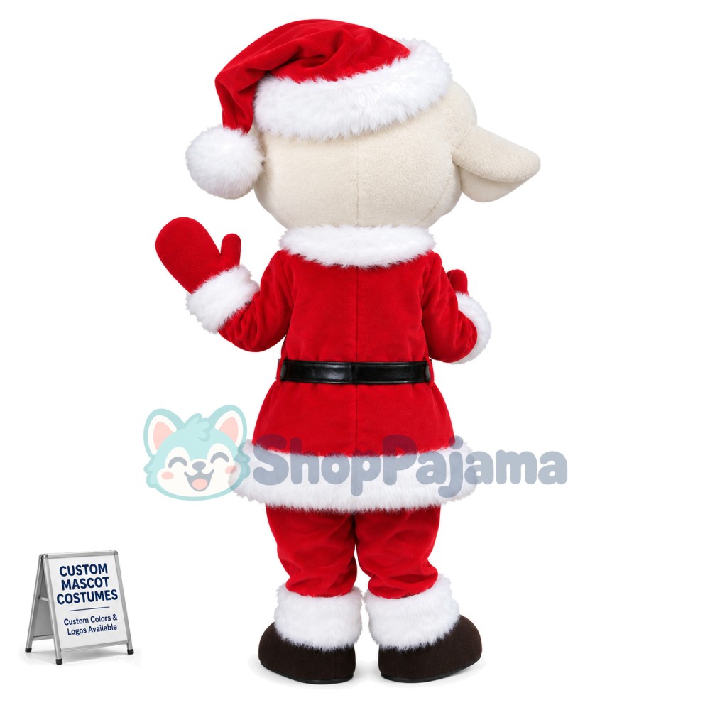 The Sheep In Thick Christmas Suit Mascot Costume
