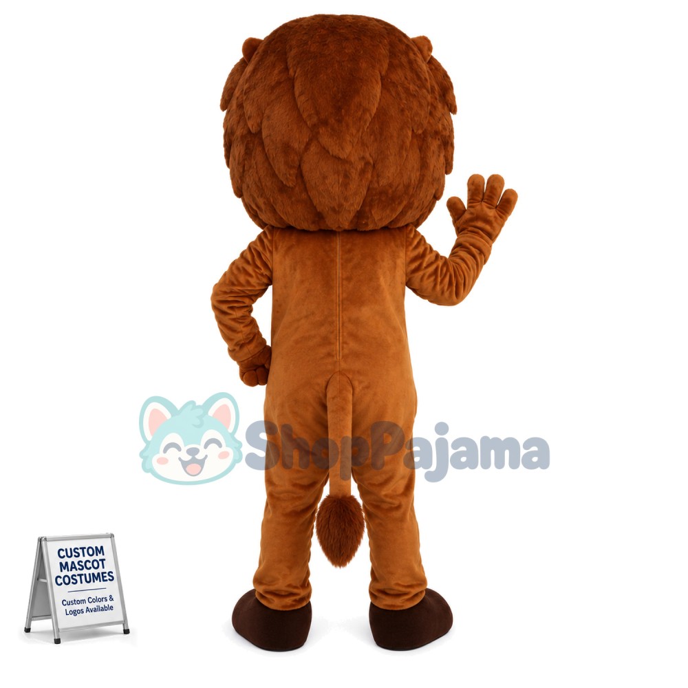 Brown Lion With Serious Expression Mascot Costume