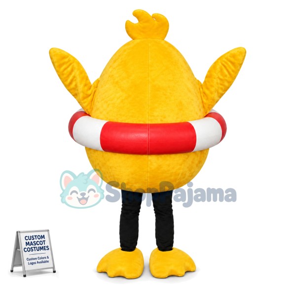 Breathable Chick With Swimming Ring Mascot Costume