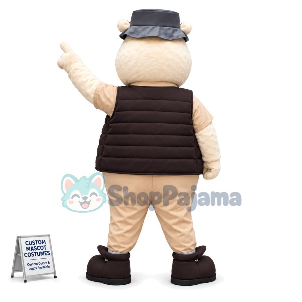Zoo Director White Kangaroo Mascot Costume