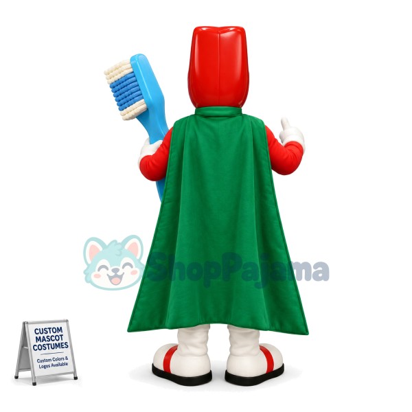 The Red Doll Holding Childrens Toothbrush Mascot Costume