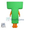 T-shaped Green Smiley Doll Mascot Costume