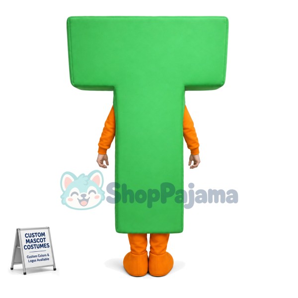 T-shaped Green Smiley Doll Mascot Costume