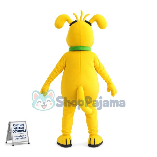 Yellow Dog Wearing Masked Collar Mascot Costume
