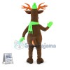 Warm Elk With Fluorescent Green Scarf Mascot Costume
