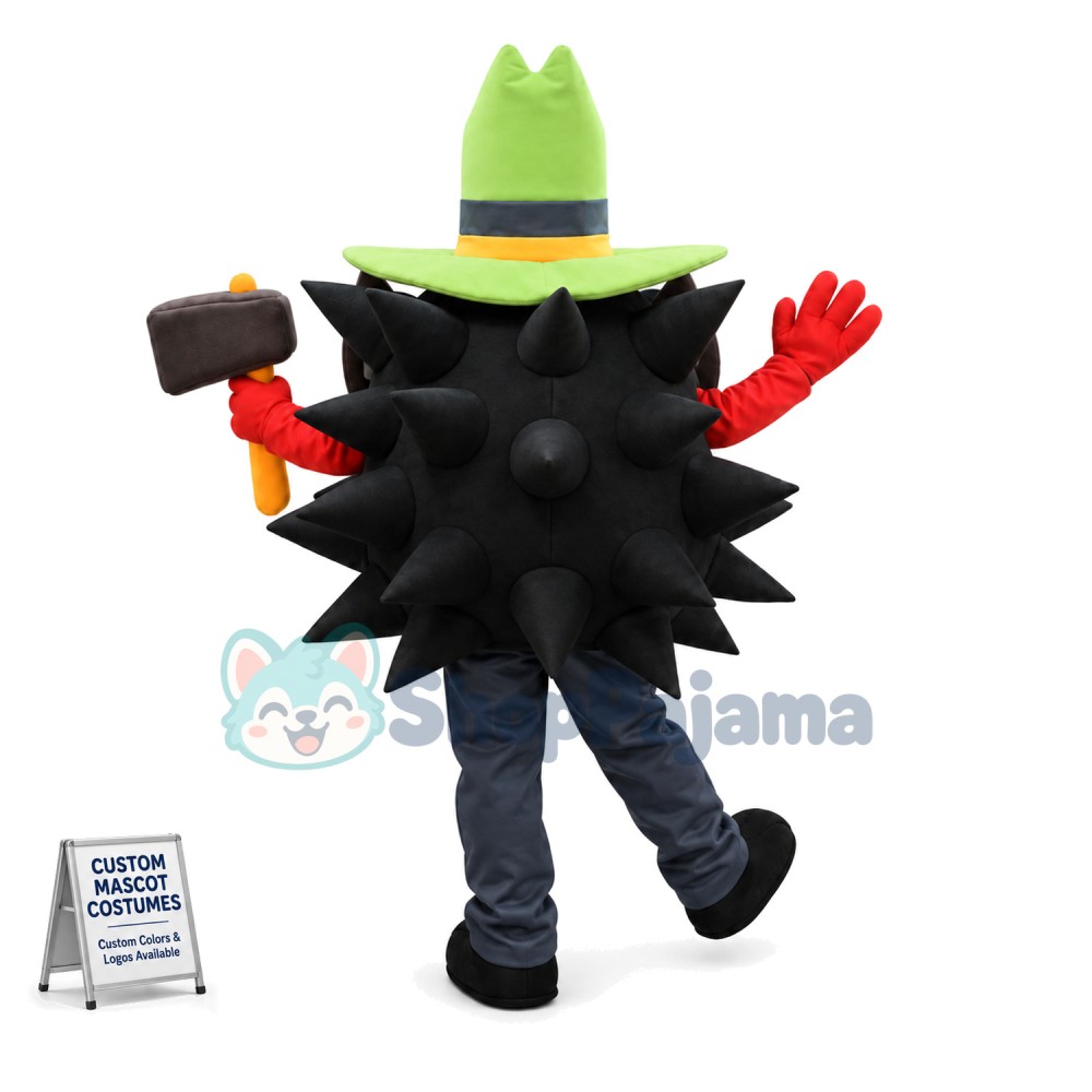 Black Hedgehog Holding the Hammer Mascot Costume