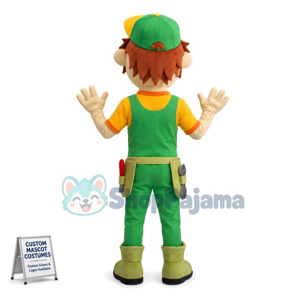 Young Repairman With Door-to-door Service Mascot Costume
