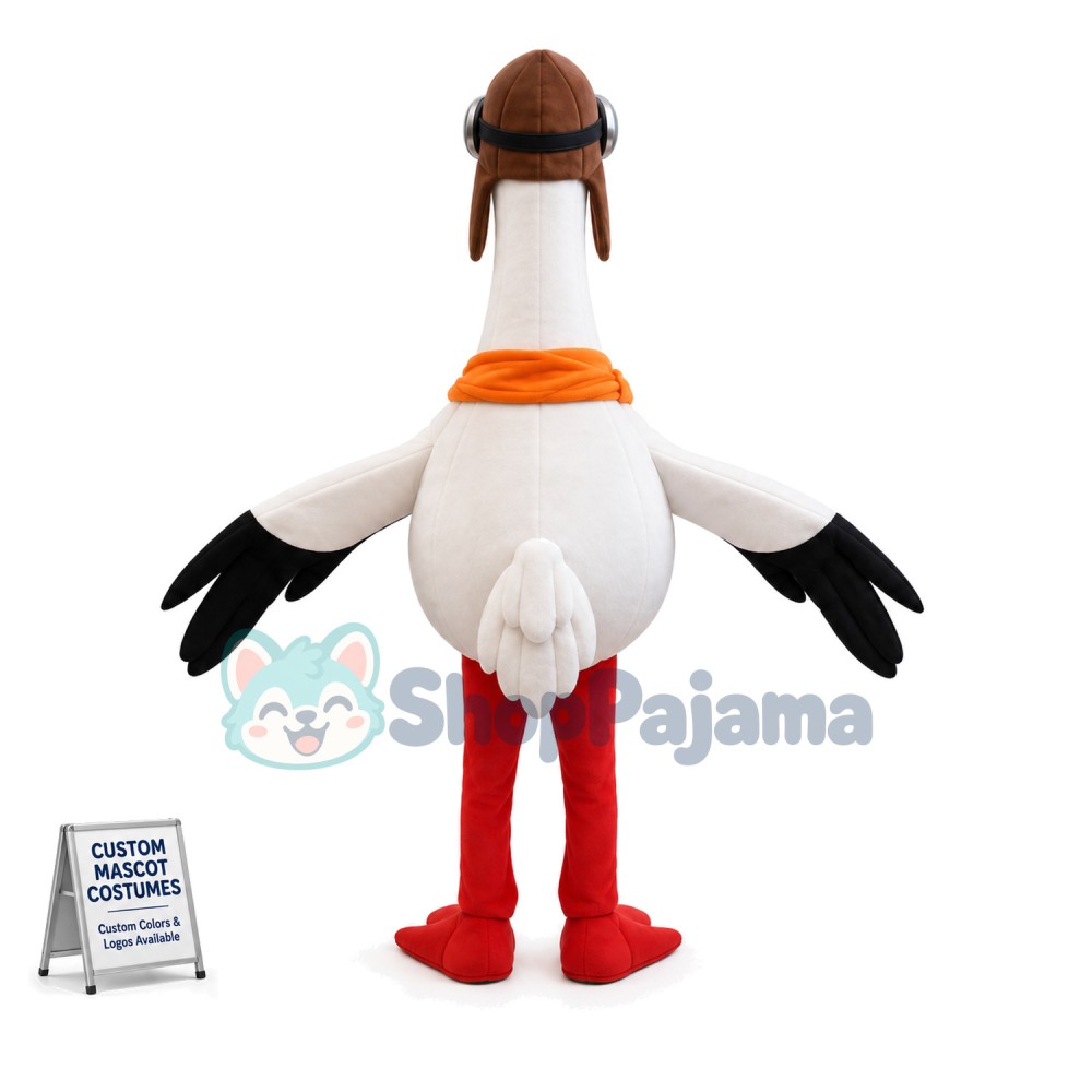 Skiing Crane With Shawl Mascot Costume