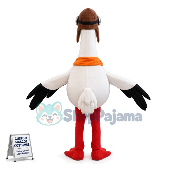Skiing Crane With Shawl Mascot Costume