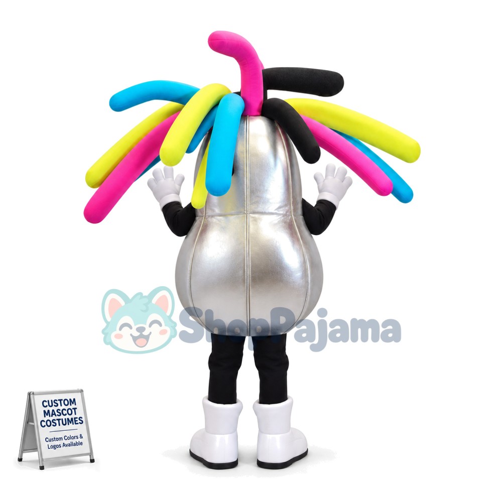 Adult Cartoon Silver Backpack Mascot Costume