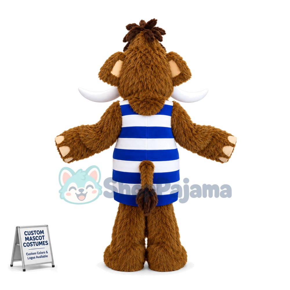 Wild Mammoth In Striped Swimsuit Mascot Costume
