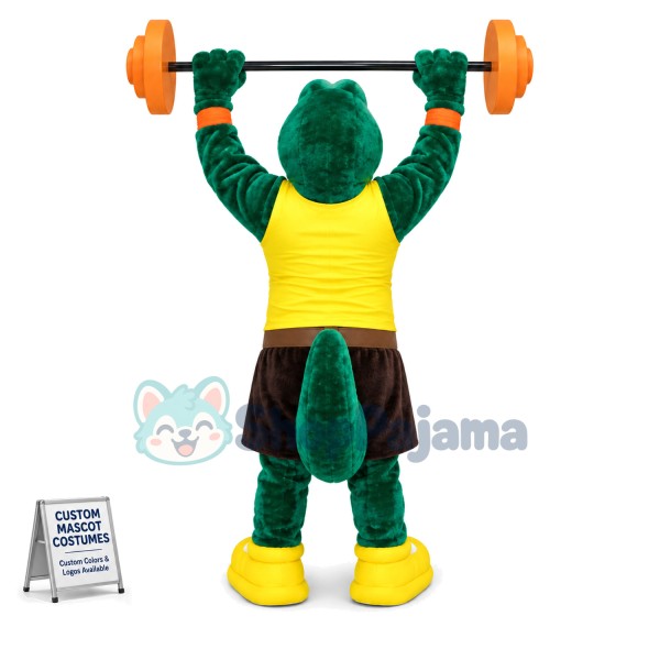 The Powerful Weightlifter Crocodile Mascot Costume