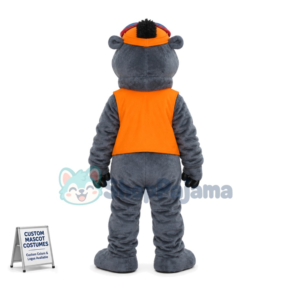 The Confident Skier Hippo Mascot Costume