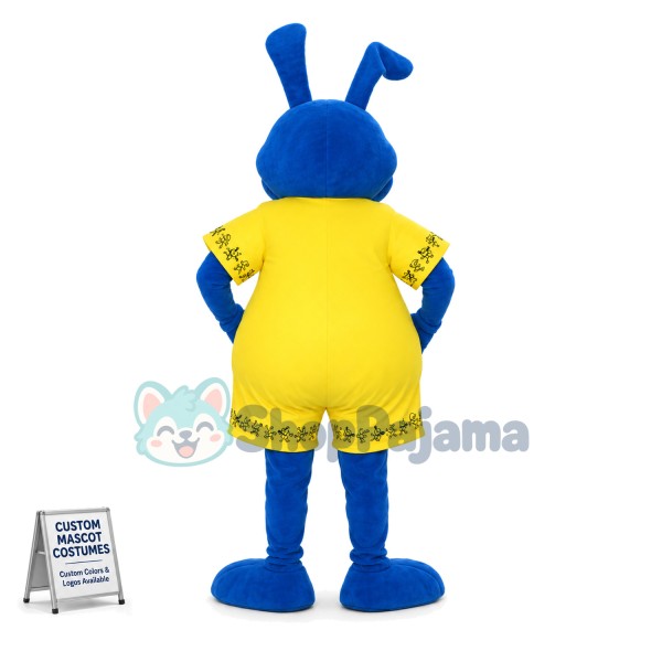 Blue Lazy Bunny In One Piece Mascot Costume