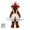 Beginner Cattle Wearing Floral Swimsuit Mascot Costume