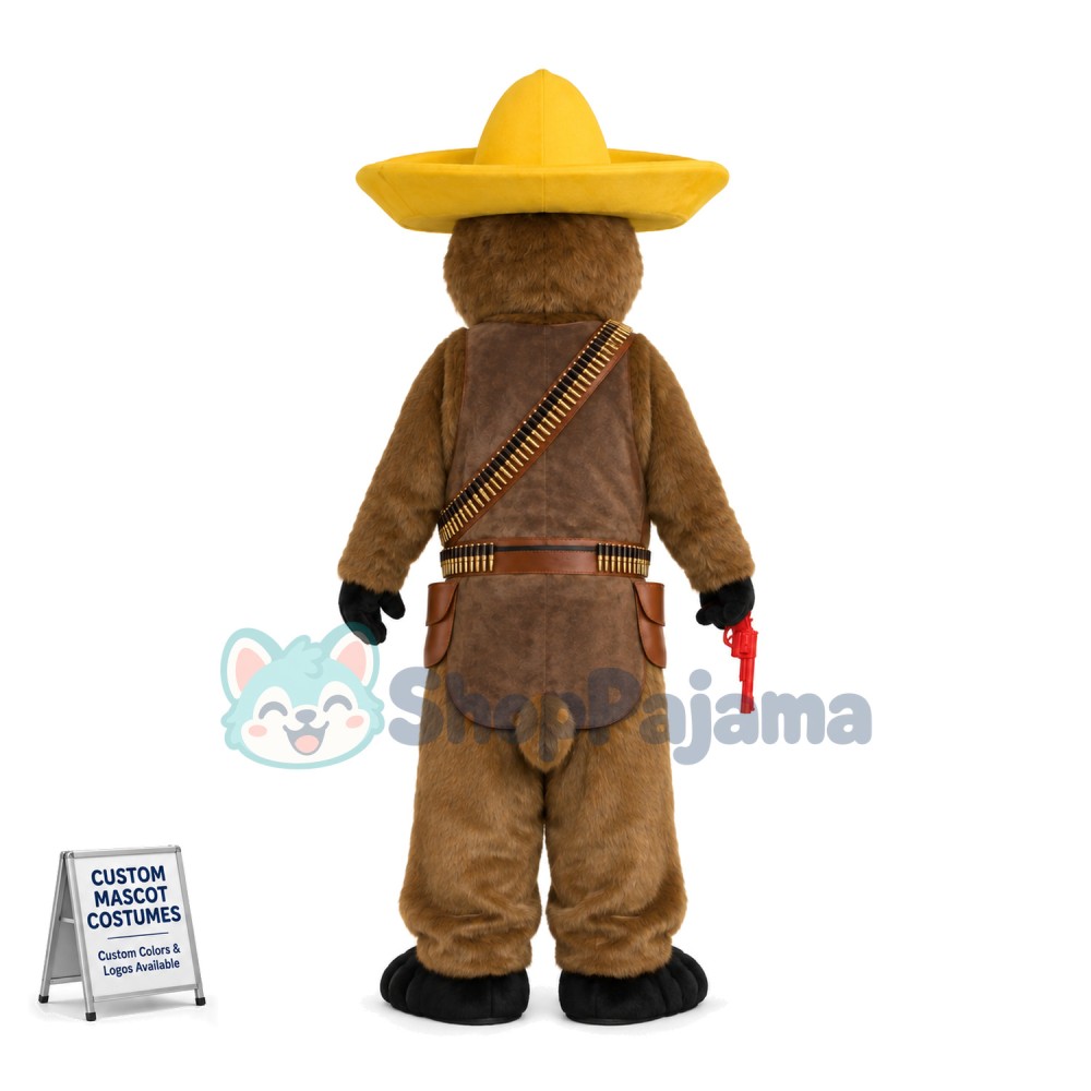 Veteran Gunner Brown Bear Mascot Costume