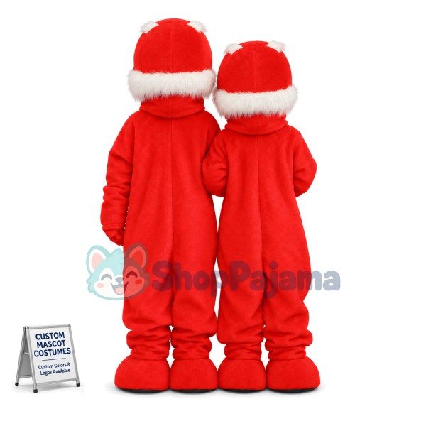 Red Walrus Couple In Love Mascot Costume