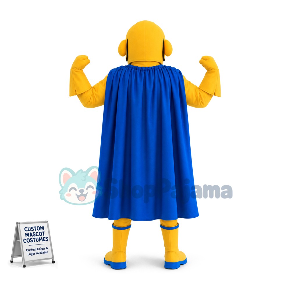 Yellow Superman of Design Studio Mascot Costume