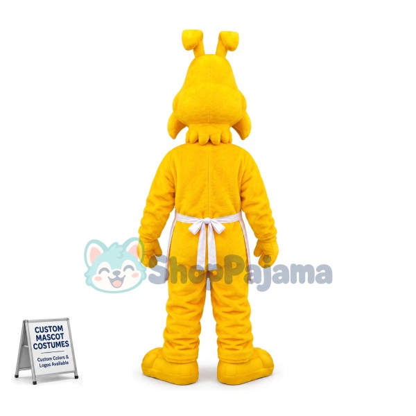 Thoughtful Yellow Dog Waiter Mascot Costume