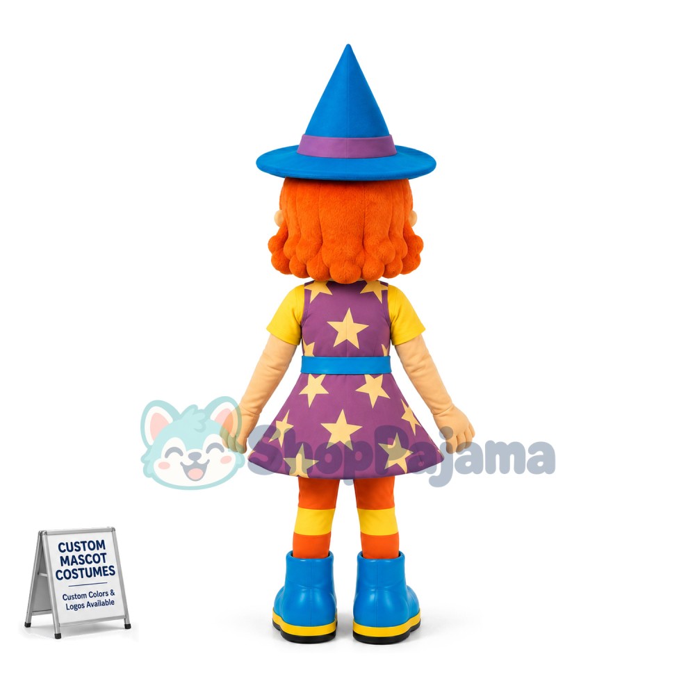 Wizard Girl Mascot Costume for Halloween Party