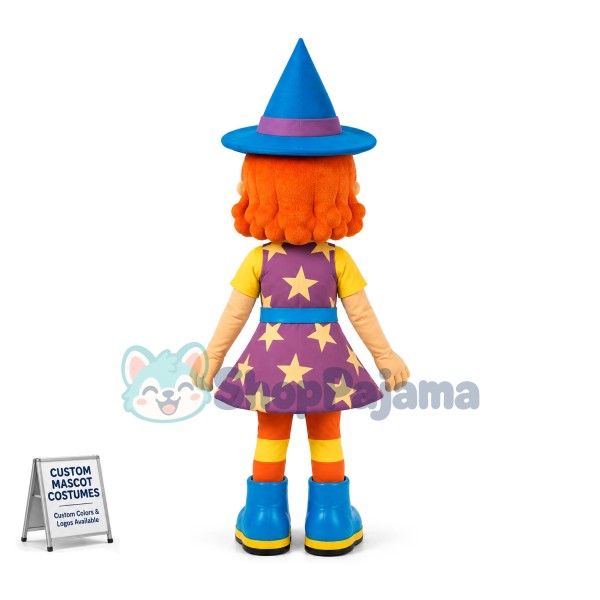 Wizard Girl Mascot Costume for Halloween Party