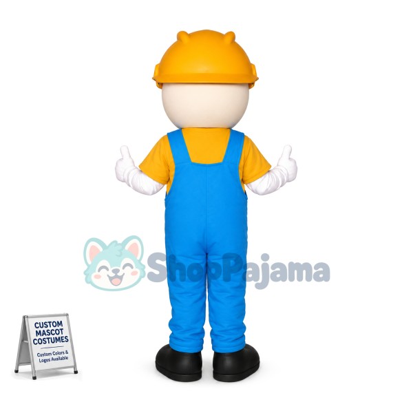 Site Worker Wearing Safety Helmet Mascot Costume