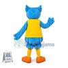 Blue Owl Wearing Work Vest Mascot Costume